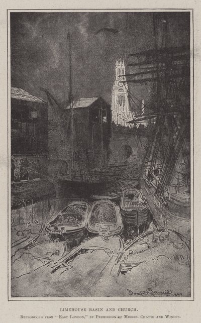 Bassin et église de Limehouse - Joseph Pennell